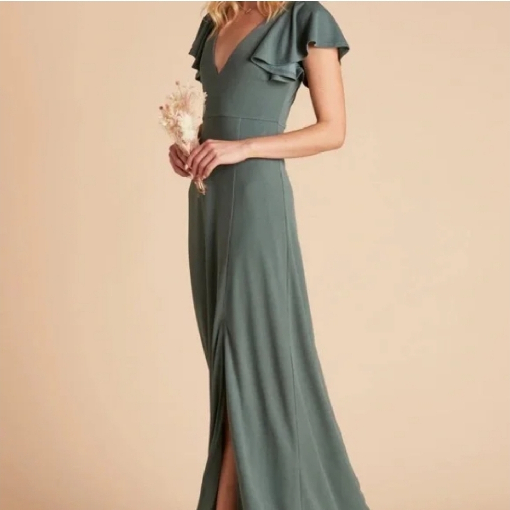Birdy Grey Hannah Maxi Dress Size Small Flutter Sleeve Crepe Romantic Wedding - Picture 2 of 15